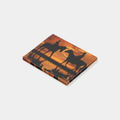 Western Sunset Horseback Riding Cowboy Silhouette Post-it Klebezettel (angewinkelt)