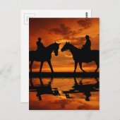 Western Sunset Horseback Riding Cowboy Silhouette Postkarte (Vorne/Hinten)