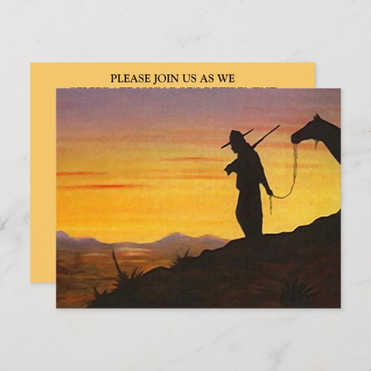 WESTERN SUNSET SILHOUETTE RETIREMENT PARTY INVITE EINLADUNG (Vorne/Hinten)