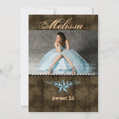 Western Sweet 16 Einladung Blue Star Brown (Rückseite)