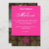 Western Sweet 16 Einladung Pink Star Brown (Vorne/Hinten)