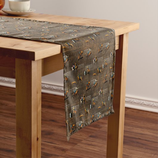 Western Table Runner Rodeo Design Brown Kurzer Tischläufer (Beispiel)
