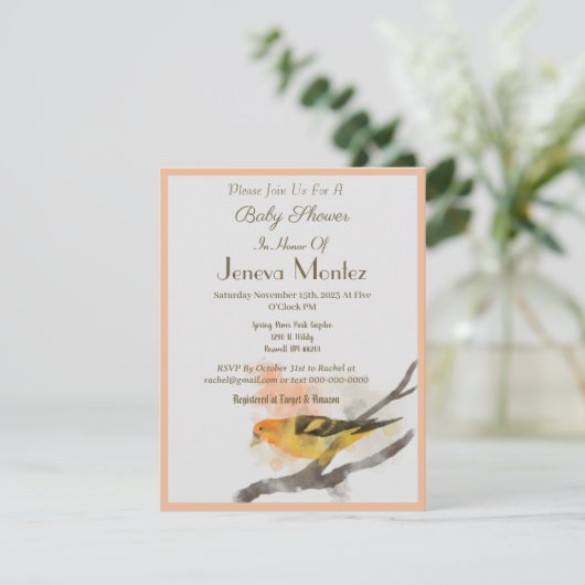 Western Tanager Gelbe Vogelzweig Feiertagskarte (Stehend Vorderseite)