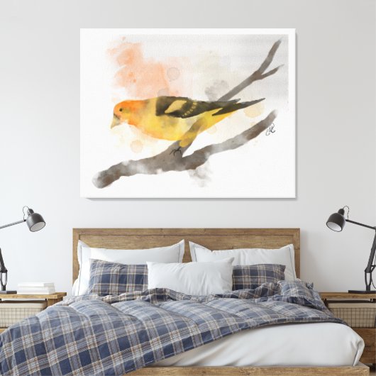 Western Tanager Gelbe Vogelzweig Leinwanddruck (Insitu (Schlafzimmer))
