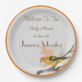 Western Tanager Gelbe Vogelzweig Pappteller (Vorderseite)