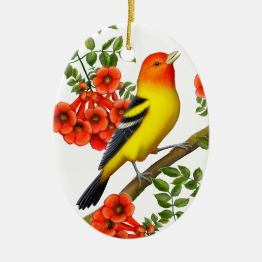 Western Tanager im Traumhaus Keramik Ornament (Vorne)