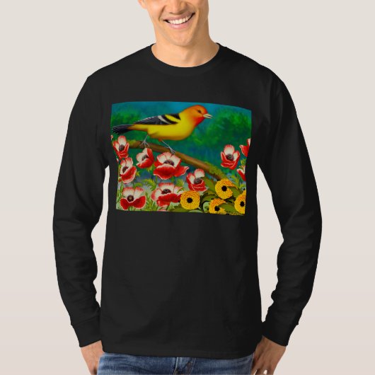 Western Tanager in Garden Blume Sweatshirt T-Shirt (Vorderseite)