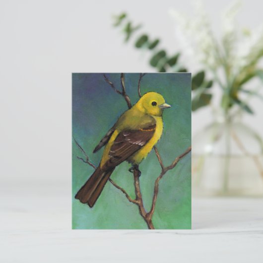 Western Tanager: Vögel in Ölpastel Postkarte (Stehend Vorderseite)