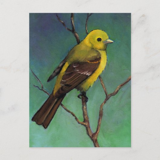 Western Tanager: Vögel in Ölpastel Postkarte (Vorderseite)