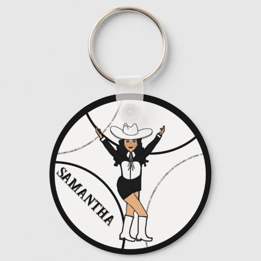 Western/Tänzer Schlüsselanhänger Schwarz-weiß B (Vorderseite)