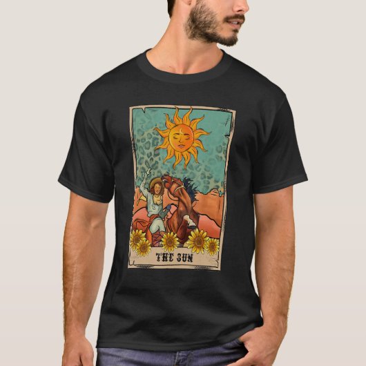 Western Tarot Card The Sun Desert Sunflower Wester T-Shirt (Vorderseite)
