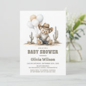 Western Teddy Bear Baby Shower Invitation Einladung (Stehend Vorderseite)