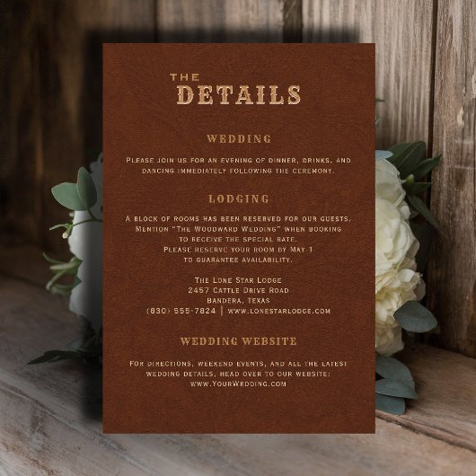 Western Terracotta Wedding Details Enclosure Card Begleitkarte