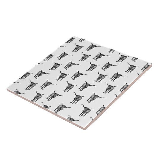 Western Texas Longhorn Bull CUSTOM BG FARBE Fliese (Seite)