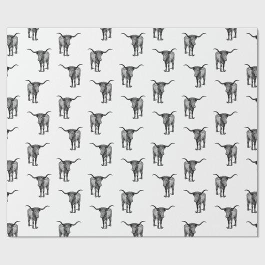 Western Texas Longhorn Bull CUSTOM BG FARBE Geschenkpapier (Flach)