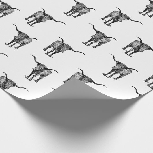 Western Texas Longhorn Bull CUSTOM BG FARBE Geschenkpapier (Ecke)