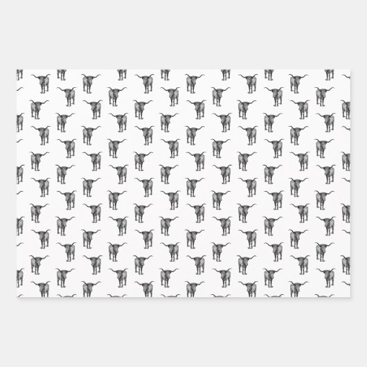 Western Texas Longhorn Bull CUSTOM FARBE Geschenkpapier Set (Vorderseite)