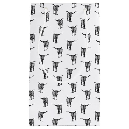 Western Texas Longhorn Bull CUSTOM FARBE Kleine Geschenktüte (Vorderseite)