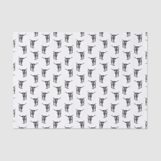 Western Texas Longhorn Bull CUSTOM FARBE Seidenpapier (Vorderseite)