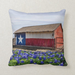 Western-Texas Scheune und Bluebonnets Kissen