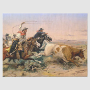 Western "The Herd Quitter" Art von Charles M. Russ Seidenpapier