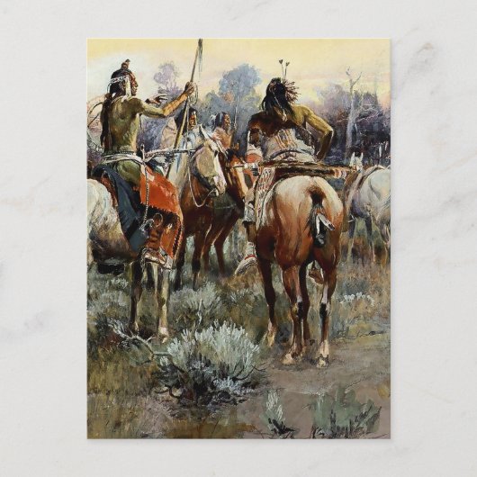 Western "The Truce" Art von Charles M Russell Postkarte (Vorderseite)