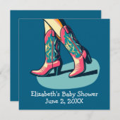 Western Thema Cowgirl Boots Baby Dusche Einladung (Vorne/Hinten)