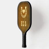 Western-Thema Horseshoe Brown & Gold Monogram Pickleball Schläger (Links)