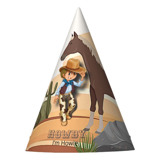 Western Thema howies Cowboy Geburtstag Partyhütchen (Vorderseite)