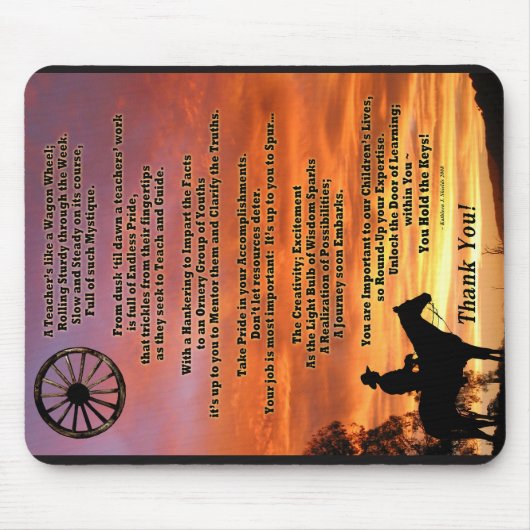 Western-Thema-Lehrer-Anerkennungs-Gedicht Mousepad (Vorne)