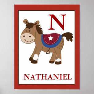 Western Thema Pferd Kinderzimmer drucken Poster