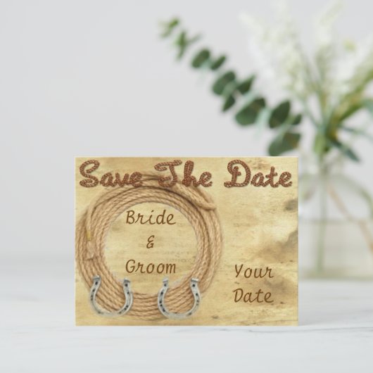 Western Thema Save the Date Postkarte, Ankündigung (Stehend Vorderseite)