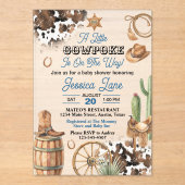 Western Theme Boy Baby Shower Acryleinladungen (Vorderseite)