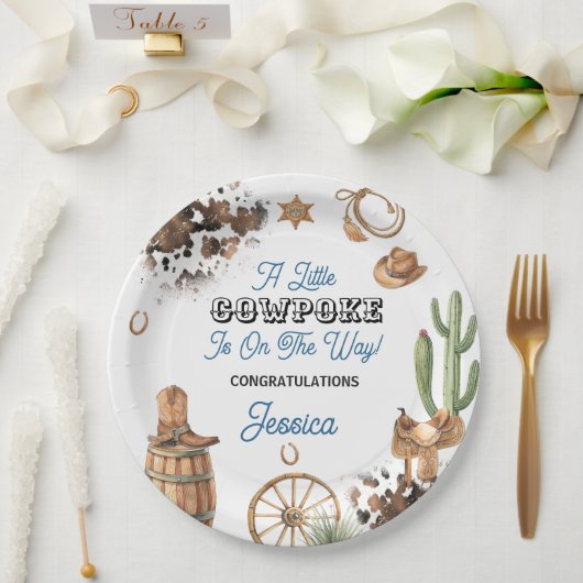 Western Theme Boy Baby Shower Pappteller (Hochzeit)