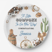 Western Theme Boy Baby Shower Pappteller (Vorderseite)