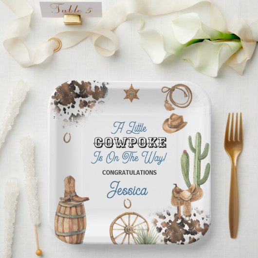 Western Theme Boy Baby Shower Pappteller (Hochzeit)