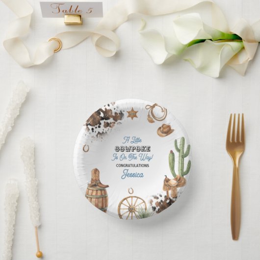 Western Theme Boy Baby Shower Pappteller (Hochzeit)