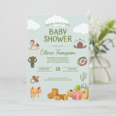 Western Theme Boys Kinderdusche Einladung (Stehend Vorderseite)