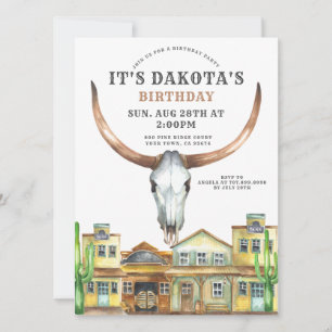Western Theme Cowboy Cowgirl Birthday Party Einladung