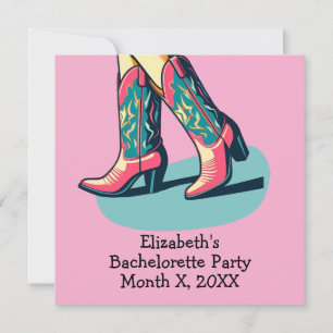 Western Theme Cowgirl Boots Junggeselinnen-Abschie Einladung