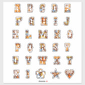Western Theme Floral Monogram | Alphabet Letters Aufkleber (Blatt)