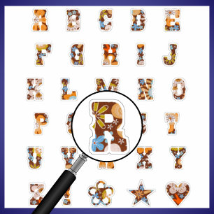 Western Theme Floral Monogram   Alphabet Letters Aufkleber