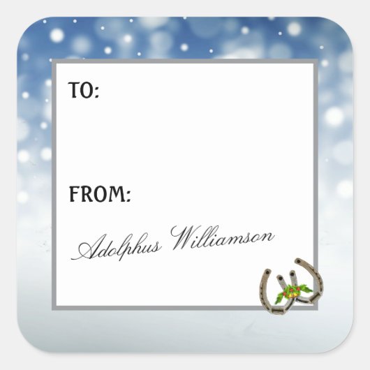 Western theme Horseshoes and Holly Quadratischer Aufkleber (Vorderseite)