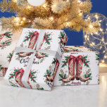 Western Theme Howdy Christmas Cowgirl Boots Geschenkpapier<br><div class="desc">Diese festlichen Cowgirl Stiefel im Stil eines Westerns haben Howdy Weihnachtstypografie.</div>