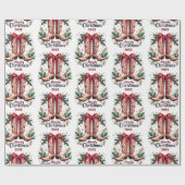 Western Theme Howdy Christmas Cowgirl Boots Geschenkpapier (Flach)