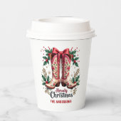 Western Theme Howdy Christmas Cowgirl Boots Pappbecher (Rückseite)