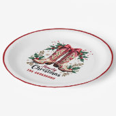 Western Theme Howdy Christmas Cowgirl Boots Pappteller (Schrägansicht)
