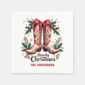 Western Theme Howdy Christmas Cowgirl Boots Serviette (Vorderseite)