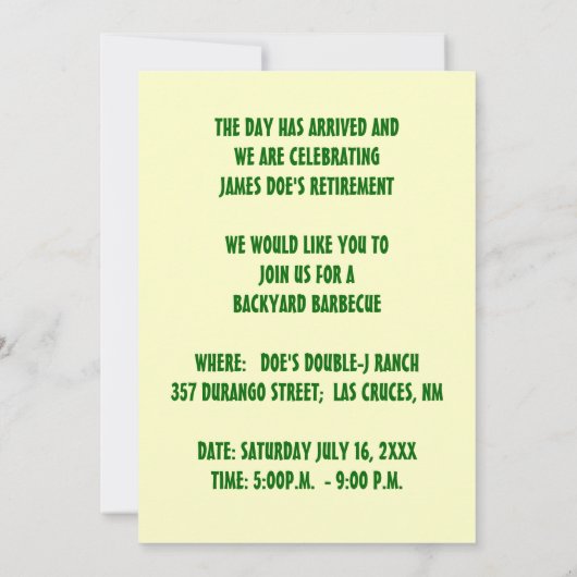 WESTERN THEME PARTY EINLADUNG ~ EZ2 ZOLLTISIEREN (Rückseite)