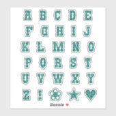 Western Theme Schriftart Aquamarin Paisley Alphabe Aufkleber (Blatt)